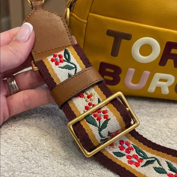 Tory Burch Mustard Crossbody with Embroidered Strap - Picture 4 of 8